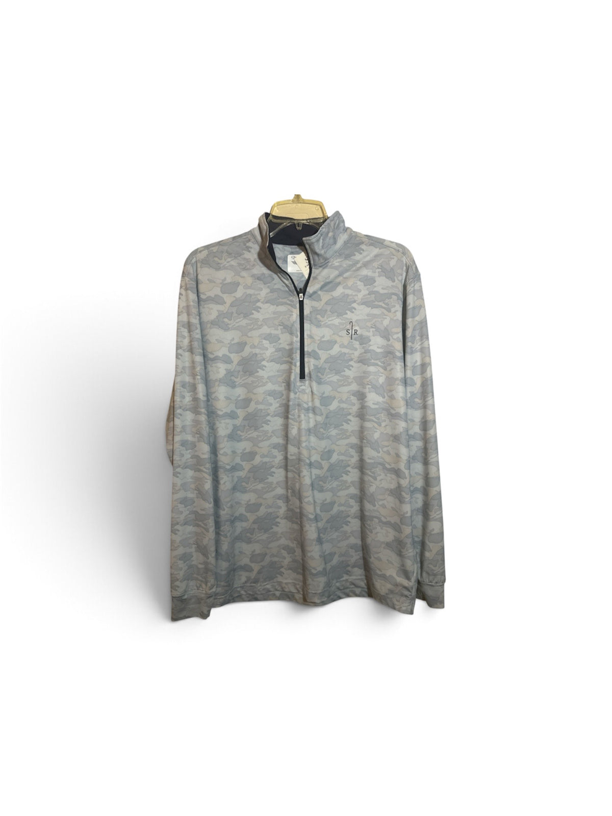 Straight Down Men's Blue & White Camo Quarter Zip Pullover Med - Image 1