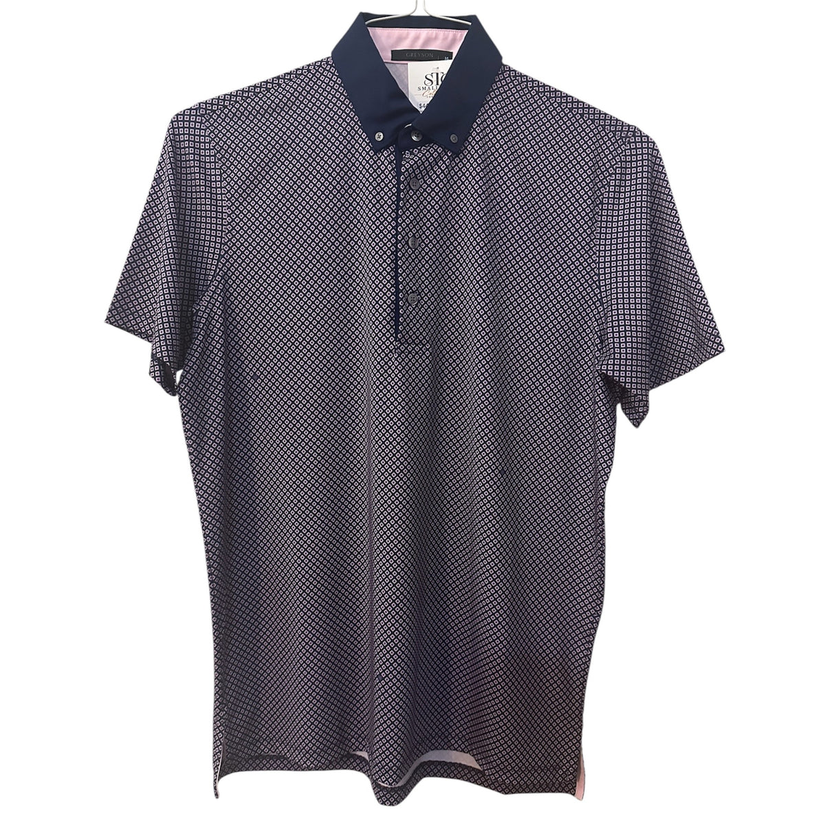 Grayson Navy Blue Geometric Diamond Golf Polo Size M - Image 1