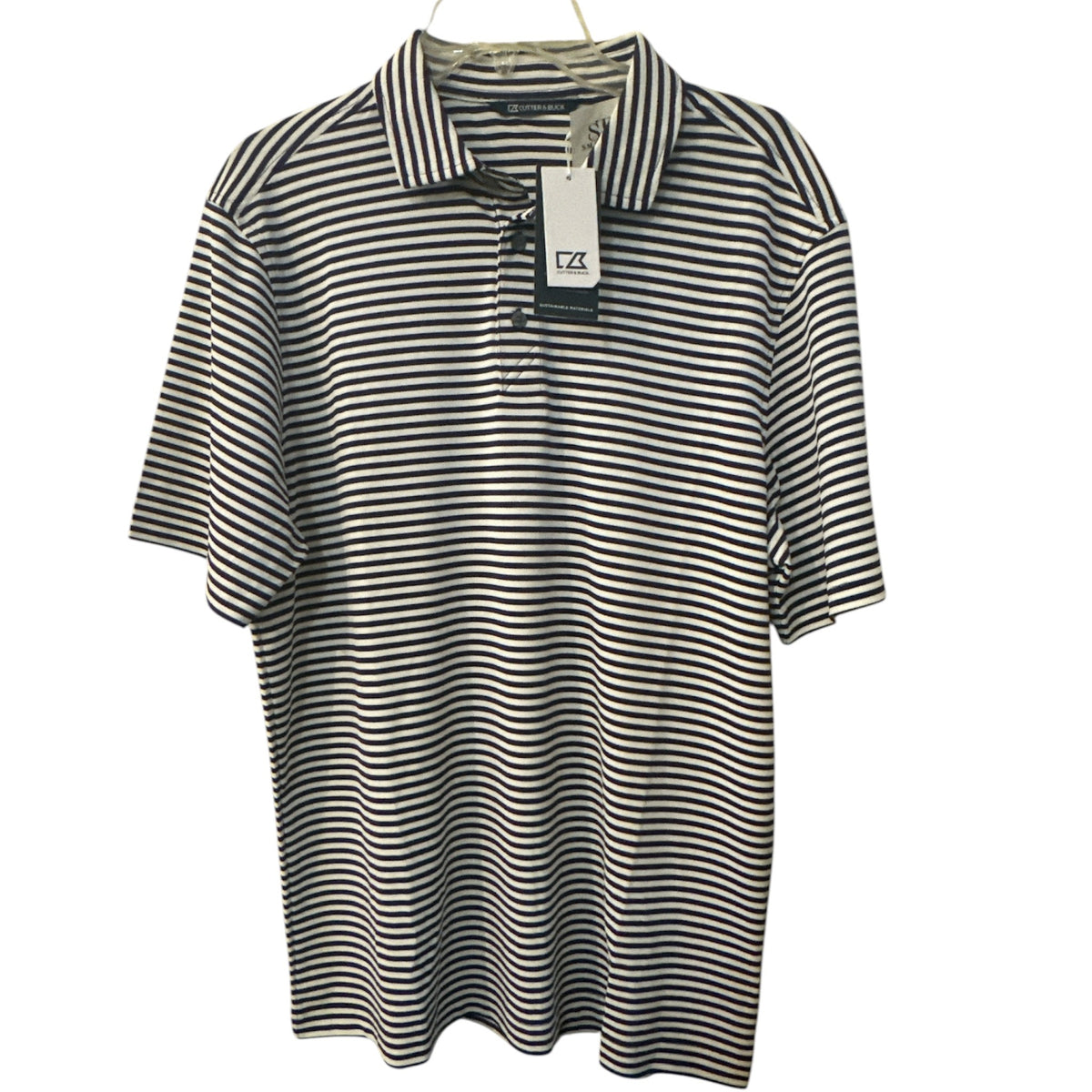Cutter& Buck Men's Purple Stripped Polo Size L NWT - Image 1
